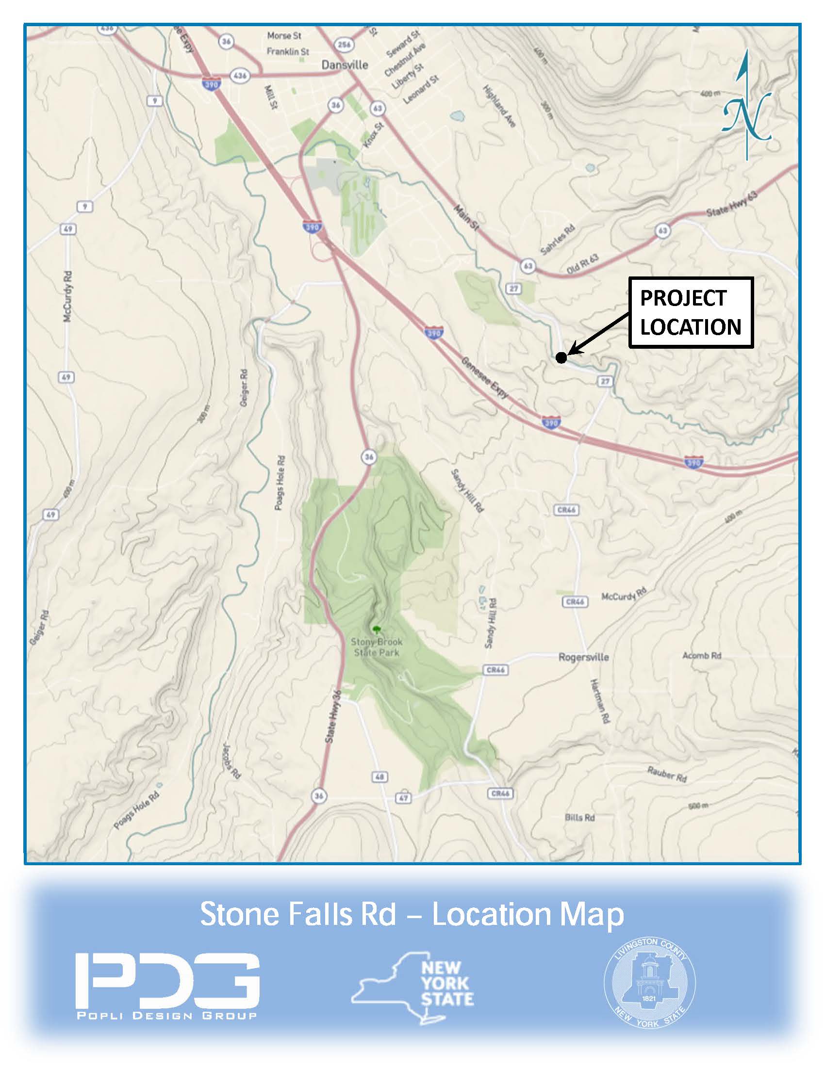 Stone Falls Rd Bridge Location Map